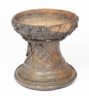 Rare Salt-Glazed Stoneware Pedestal or Bird Bath w/ Applied American Flag Decoration, Southern or Midwestern U.S.