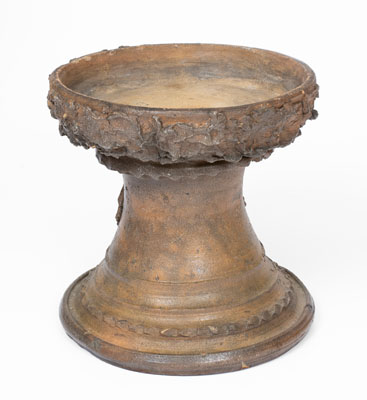 Rare Salt-Glazed Stoneware Pedestal or Bird Bath w/ Applied American Flag Decoration, Southern or Midwestern U.S.