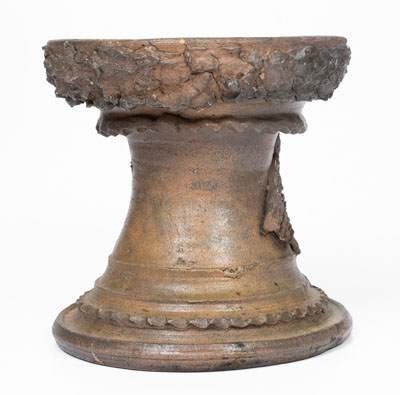 Rare Salt-Glazed Stoneware Pedestal or Bird Bath w/ Applied American Flag Decoration, Southern or Midwestern U.S.