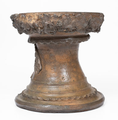 Rare Salt-Glazed Stoneware Pedestal or Bird Bath w/ Applied American Flag Decoration, Southern or Midwestern U.S.