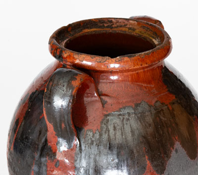 Unusual Manganese-Decorated Redware Jar, American, possibly Western PA or NC origin