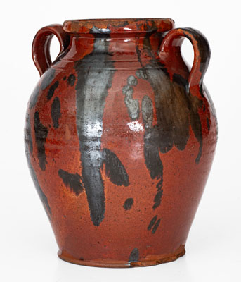 Unusual Manganese-Decorated Redware Jar, American, possibly Western PA or NC origin