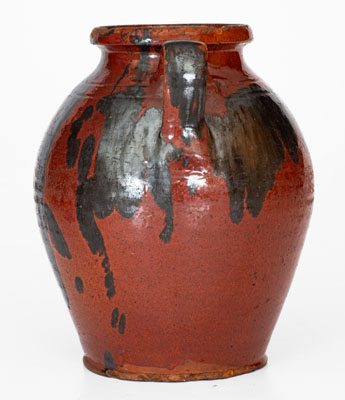 Unusual Manganese-Decorated Redware Jar, American, possibly Western PA or NC origin