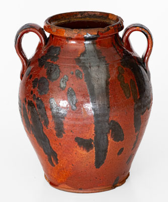 Unusual Manganese-Decorated Redware Jar, American, possibly Western PA or NC origin