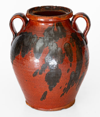 Unusual Manganese-Decorated Redware Jar, American, possibly Western PA or NC origin