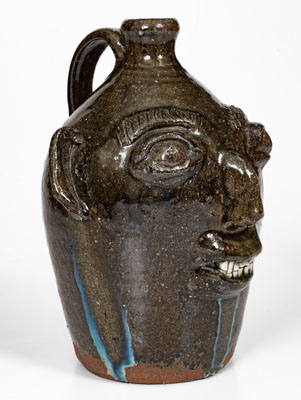 Rare Early-Period B.B. CRAIG / VALE, N.C. Alkaline-Glazed Stoneware Face Jug w/ Two Rows of Teeth