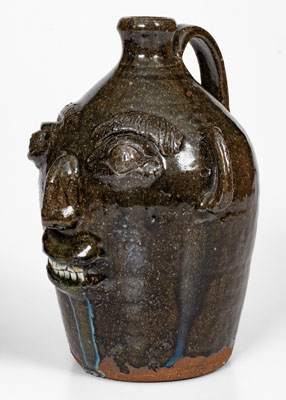 Rare Early-Period B.B. CRAIG / VALE, N.C. Alkaline-Glazed Stoneware Face Jug w/ Two Rows of Teeth