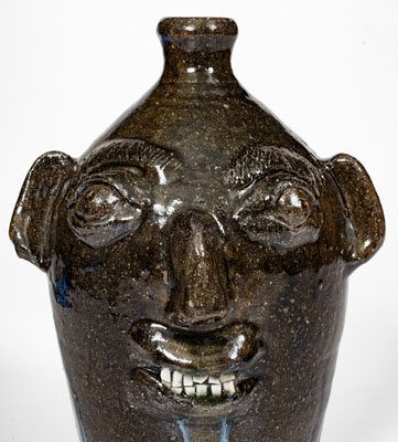 Rare Early-Period B.B. CRAIG / VALE, N.C. Alkaline-Glazed Stoneware Face Jug w/ Two Rows of Teeth