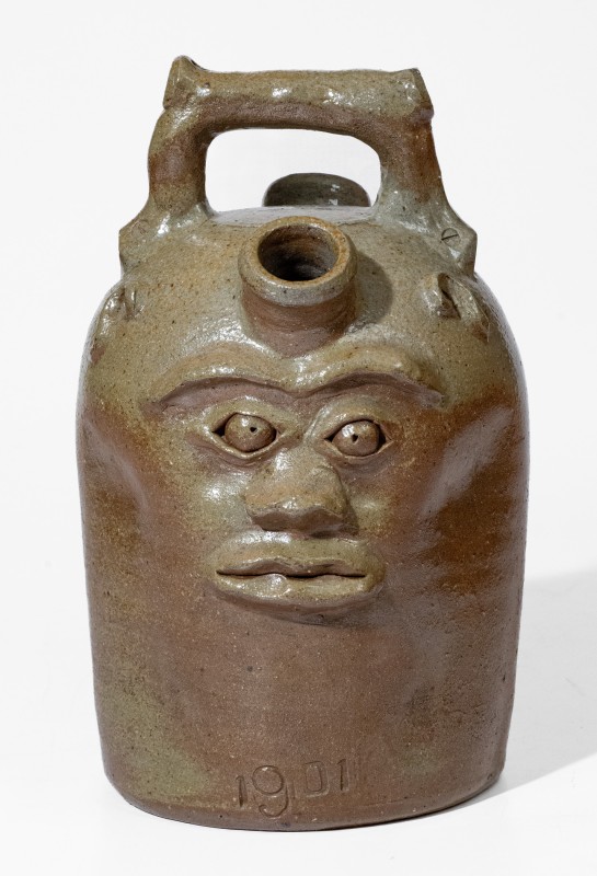 Extremely Rare Stoneware Face Jug by J. A. Roberts, Cookeville, TN, 1901