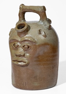 Extremely Rare Stoneware Face Jug by J. A. Roberts, Cookeville, TN, 1901