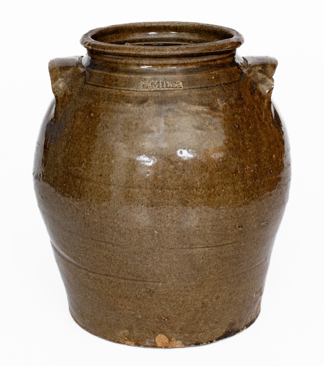 Alkaline-Glazed Stoneware Jar with Wooden Lid, Stamped 