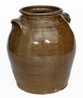 Alkaline-Glazed Stoneware Jar with Wooden Lid, Stamped 