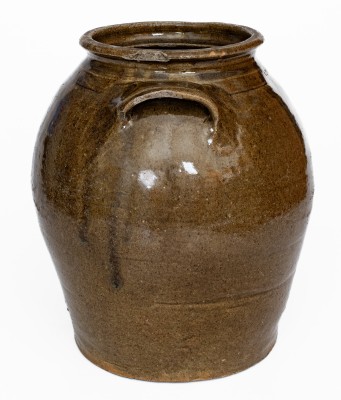 Alkaline-Glazed Stoneware Jar with Wooden Lid, Stamped 