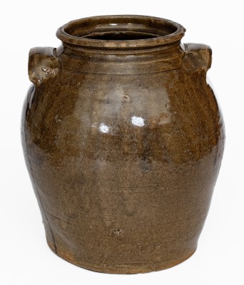 Alkaline-Glazed Stoneware Jar with Wooden Lid, Stamped 