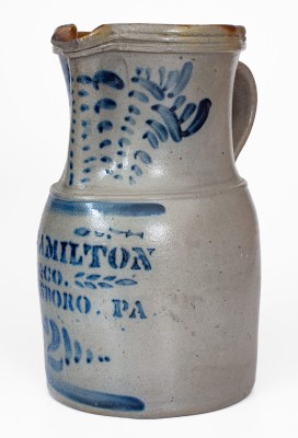 2 Gal. JAS. HAMILTON & CO. / GREENSBORO, PA Stoneware Pitcher with Elaborate Decoration