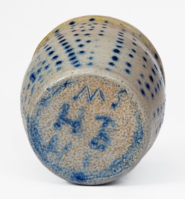 Rare Diminutive Stoneware Jar with Profuse Cobalt Spot Decoration, OH origin, third quarter 19th century.