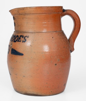 Exceedingly Rare One-Gallon Cobalt-Decorated Stoneware Presentation Pitcher, Inscribed 