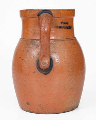 Exceedingly Rare One-Gallon Cobalt-Decorated Stoneware Presentation Pitcher, Inscribed 