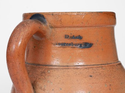 Exceedingly Rare One-Gallon Cobalt-Decorated Stoneware Presentation Pitcher, Inscribed 