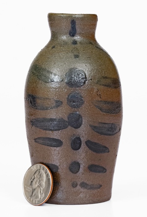 Extremely Rare Miniature Cobalt-Decorated Stoneware Jug, attributed to the Thompson Pottery, Morgantown, WV, circa 1860.