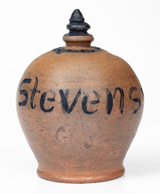 Rare Stoneware Presentation Bank with Cobalt Star Decoration, Inscribed 