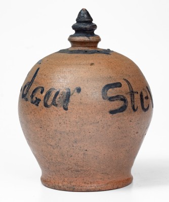 Rare Stoneware Presentation Bank with Cobalt Star Decoration, Inscribed 