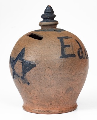 Rare Stoneware Presentation Bank with Cobalt Star Decoration, Inscribed 