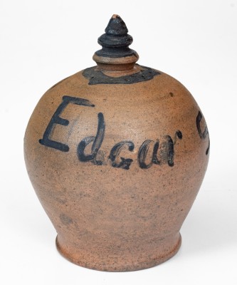 Rare Stoneware Presentation Bank with Cobalt Star Decoration, Inscribed 