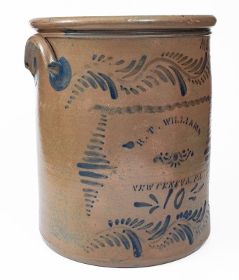 Monumental 10 Gal. R. T. WILLIAMS / NEW GENEVA, PA Stoneware Jar Inscribed 