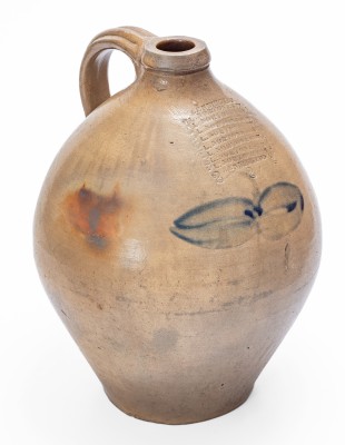 Very Rare Bennington, VT Stoneware Jug w/ Profuse L. NORTON & SON Maker s Marks and Butterfly Decoration