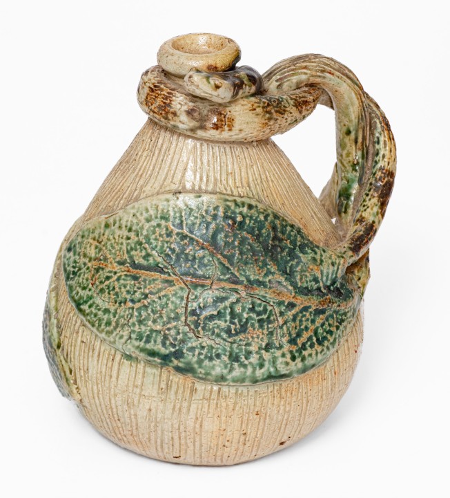 Rare and Fine Temperance / Snake Jug, Anna or Texarkana Pottery, c1885