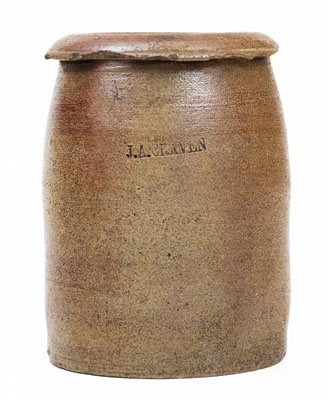 1/2 Gal. J. A. Craven, Randolph County, North Carolina Stoneware Jar, c1855