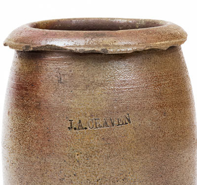 1/2 Gal. J. A. Craven, Randolph County, North Carolina Stoneware Jar, c1855