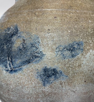 Extremely Rare and Important James River, VA Stoneware Jar with Incised Fish and Minnows Decoration