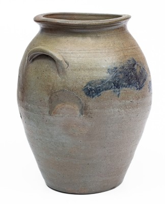 Extremely Rare and Important James River, VA Stoneware Jar with Incised Fish and Minnows Decoration