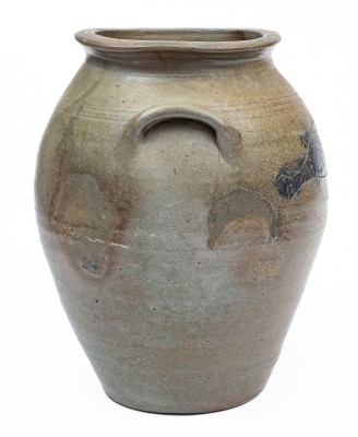 Extremely Rare and Important James River, VA Stoneware Jar with Incised Fish and Minnows Decoration