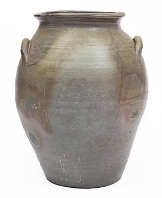 Extremely Rare and Important James River, VA Stoneware Jar with Incised Fish and Minnows Decoration