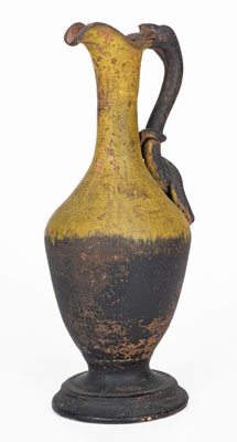 Unusual Snake-Handled American Redware Ewer, late 19th century