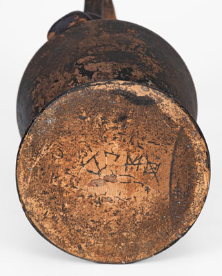 Unusual Snake-Handled American Redware Ewer, late 19th century