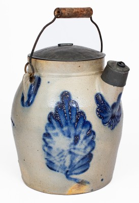 1 1/2 Gal. COWDEN & WILCOX / HARRISBURG, PA Stoneware Batter Pail with Leaf and Floral Decoration