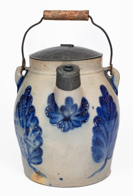 1 1/2 Gal. COWDEN & WILCOX / HARRISBURG, PA Stoneware Batter Pail with Leaf and Floral Decoration