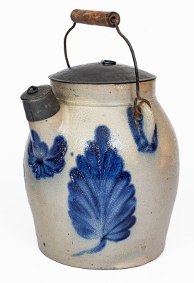 1 1/2 Gal. COWDEN & WILCOX / HARRISBURG, PA Stoneware Batter Pail with Leaf and Floral Decoration