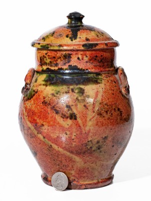 Fine American Redware Lidded Jar