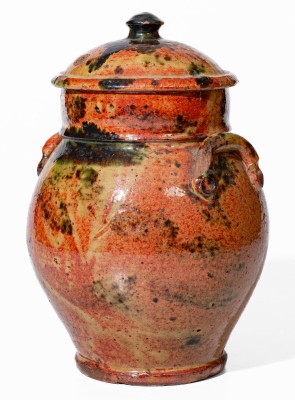 Fine American Redware Lidded Jar