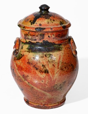 Fine American Redware Lidded Jar