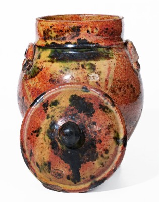 Fine American Redware Lidded Jar