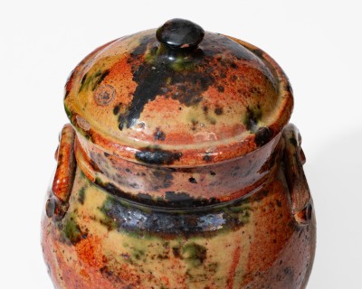 Fine American Redware Lidded Jar