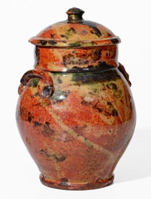 Fine American Redware Lidded Jar