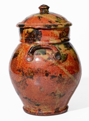 Fine American Redware Lidded Jar