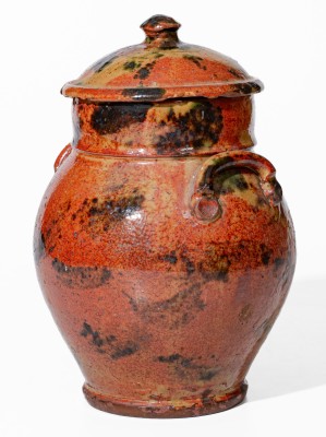 Fine American Redware Lidded Jar